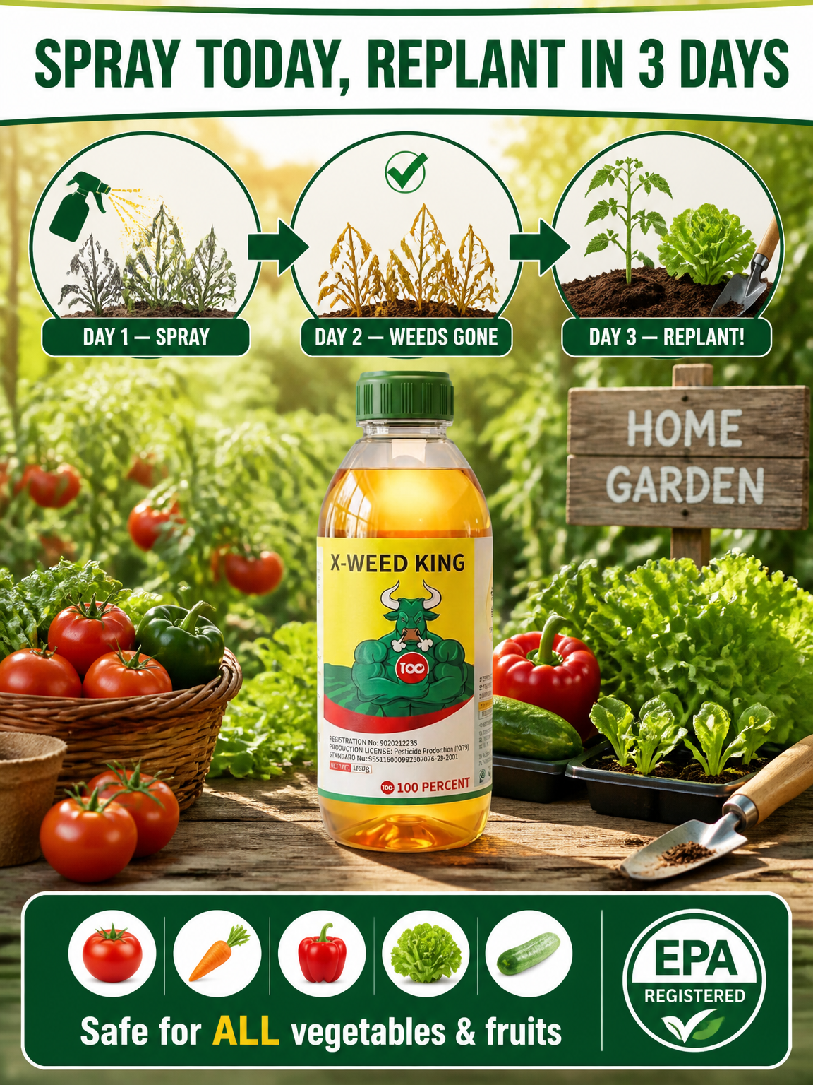 One application, five years weed-free. Safe weed killer, zero residue.