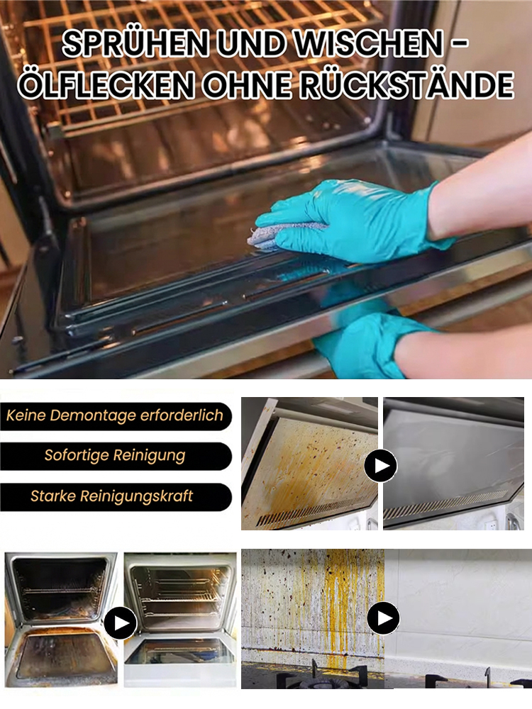 Premium Backofen- & Küchenreiniger: 1 Sekunde Sprühen, mühelose Reinigung, 