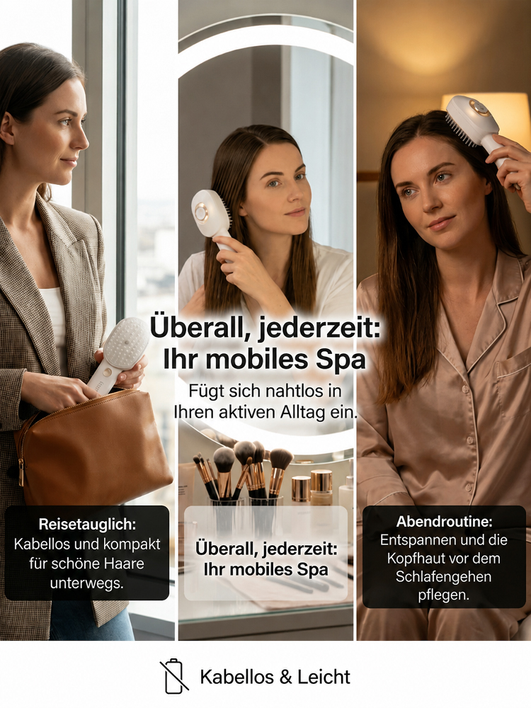 Von strohig zu seidig in 3 Minuten. Rotlicht-Öl-Kamm repariert Haare und fördert das Wachstum.