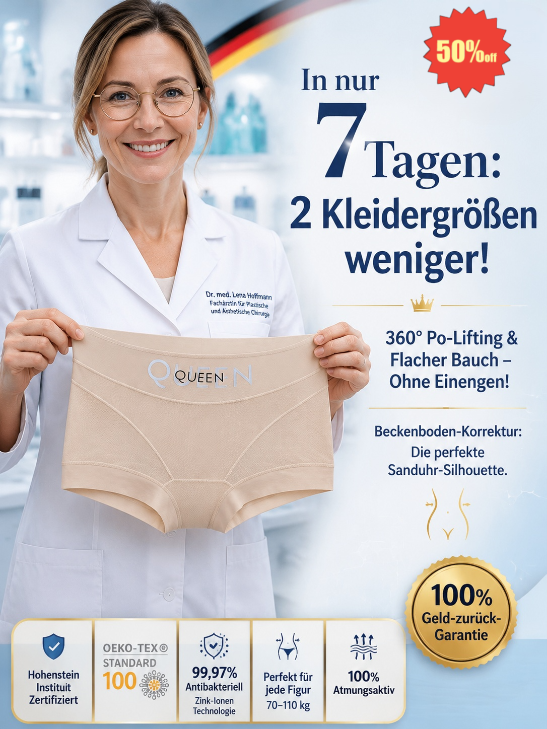 Bauch weg, Po geliftet! Der nahtlose, antibakterielle Wunder-Slip ohne Einengen.