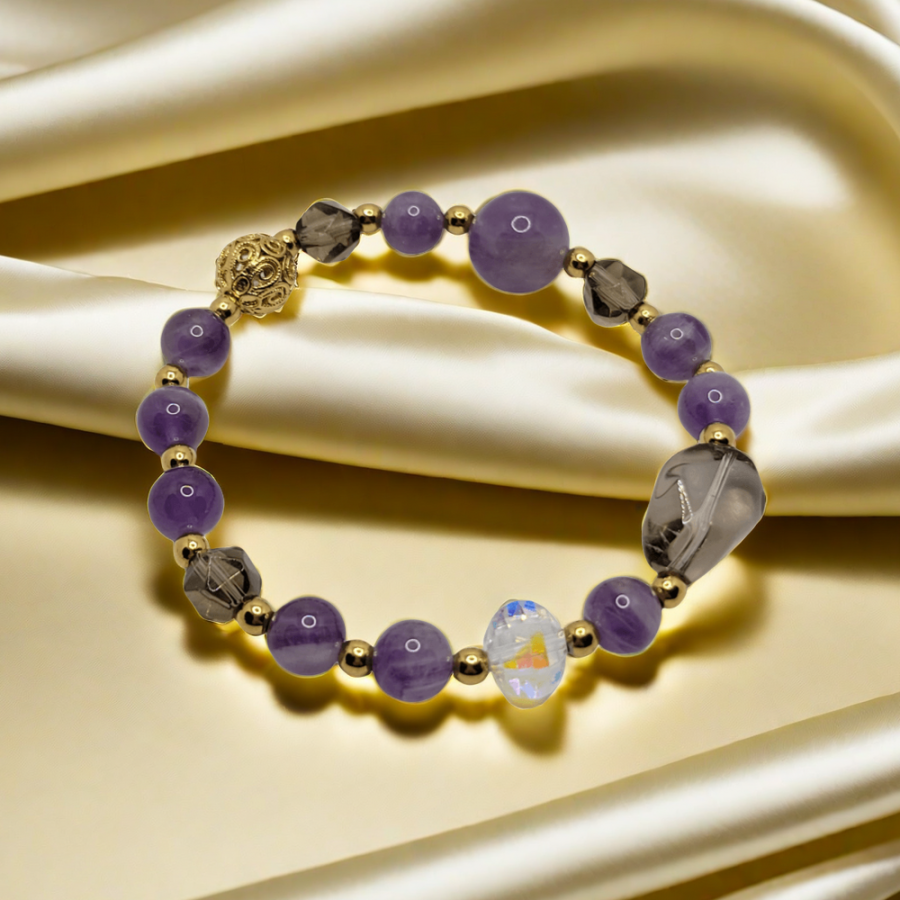 Blessing Bracelet: Amethyst, Smoked Quartz, Egyptian Bracelet