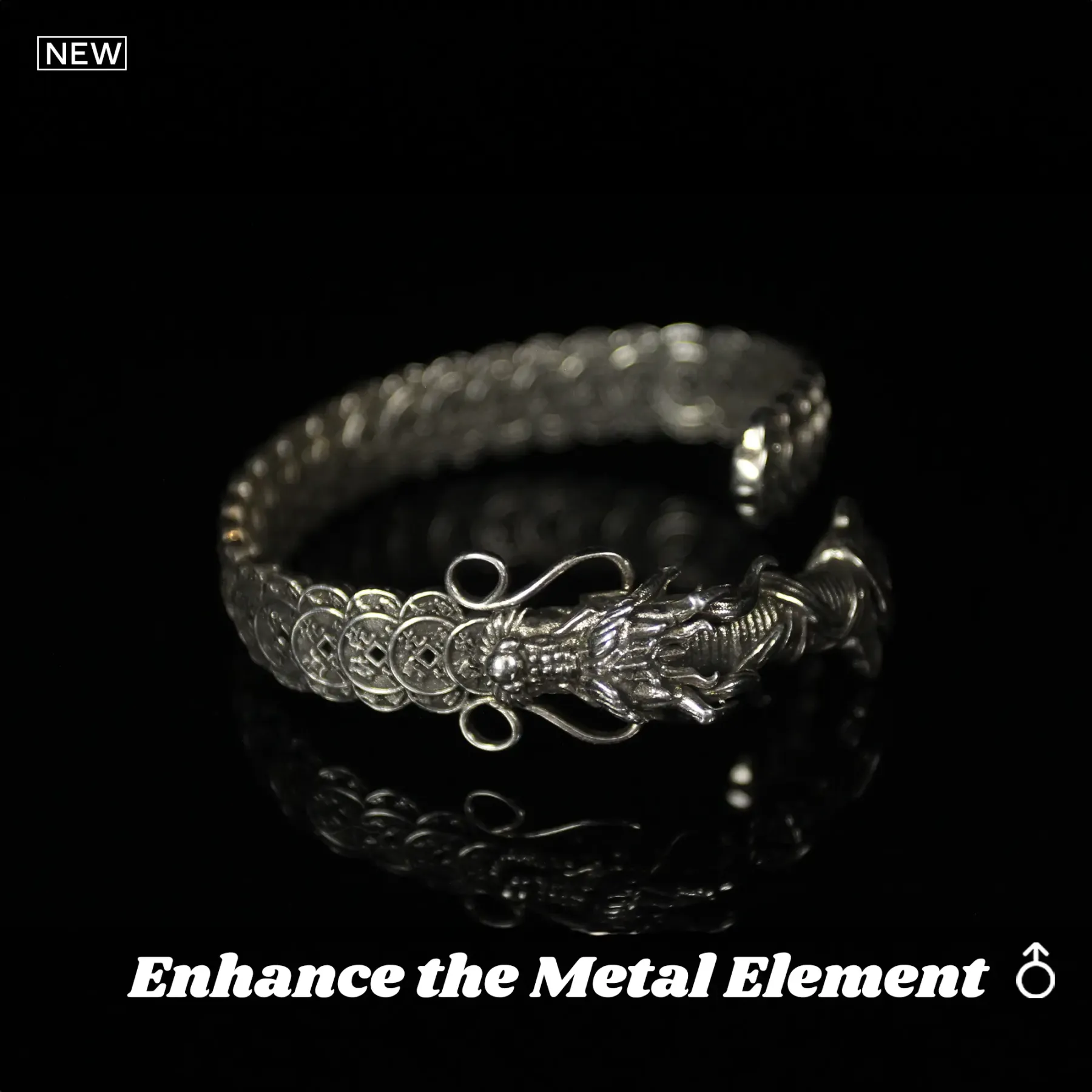 Dragon Sword Handle Men's Bracelet with Copper Coins Luckshield