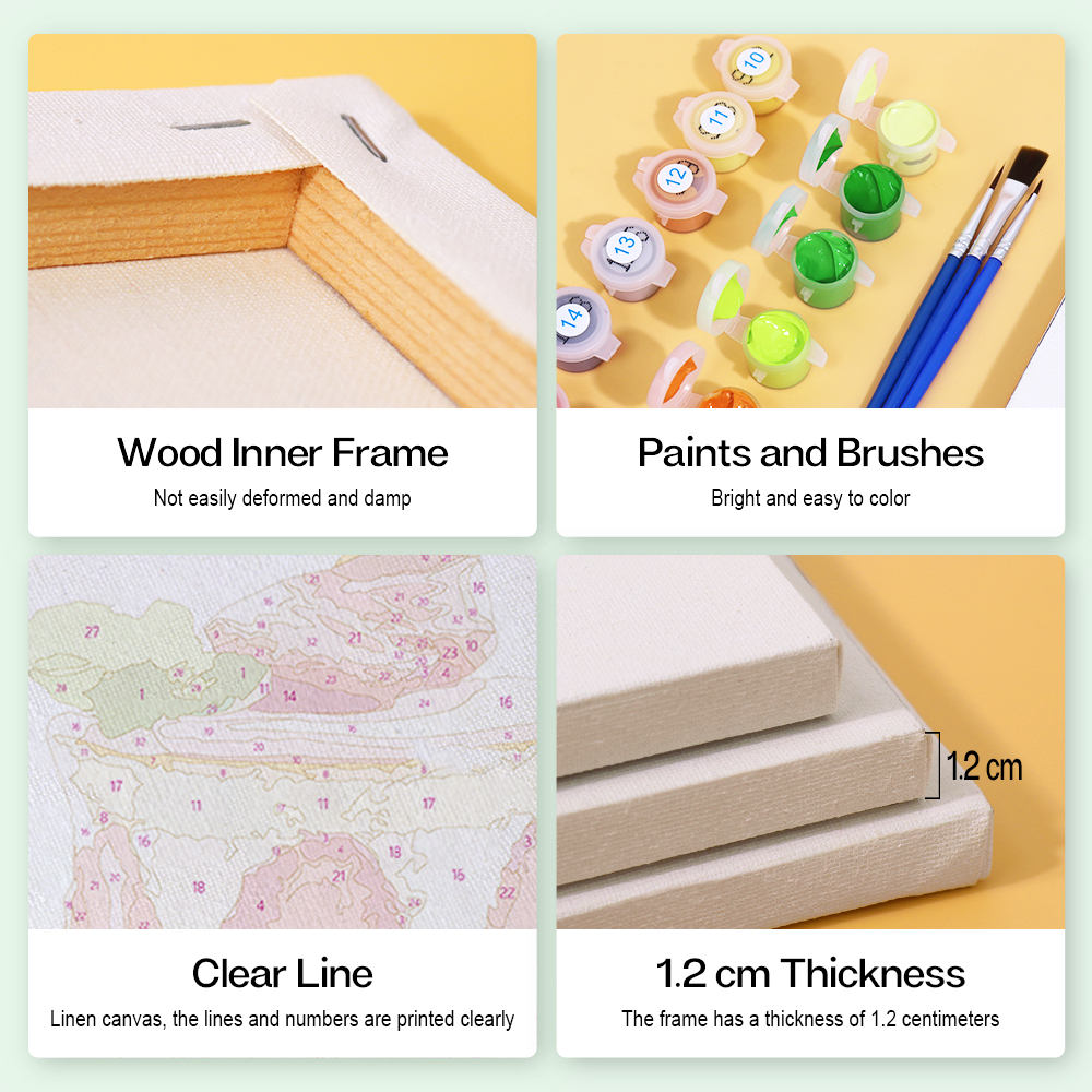 6 pieces, cake desktop accessories digital mini painting set, 15x15cm/5.9x5.9 inches, handmade for family leisure, perfect gift for friends and family.