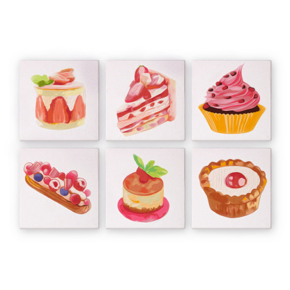 6 pieces, cake desktop accessories digital mini painting set, 15x15cm/5.9x5.9 inches, handmade for family leisure, perfect gift for friends and family.