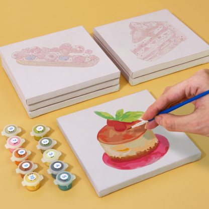6 pieces, cake desktop accessories digital mini painting set, 15x15cm/5.9x5.9 inches, handmade for family leisure, perfect gift for friends and family.