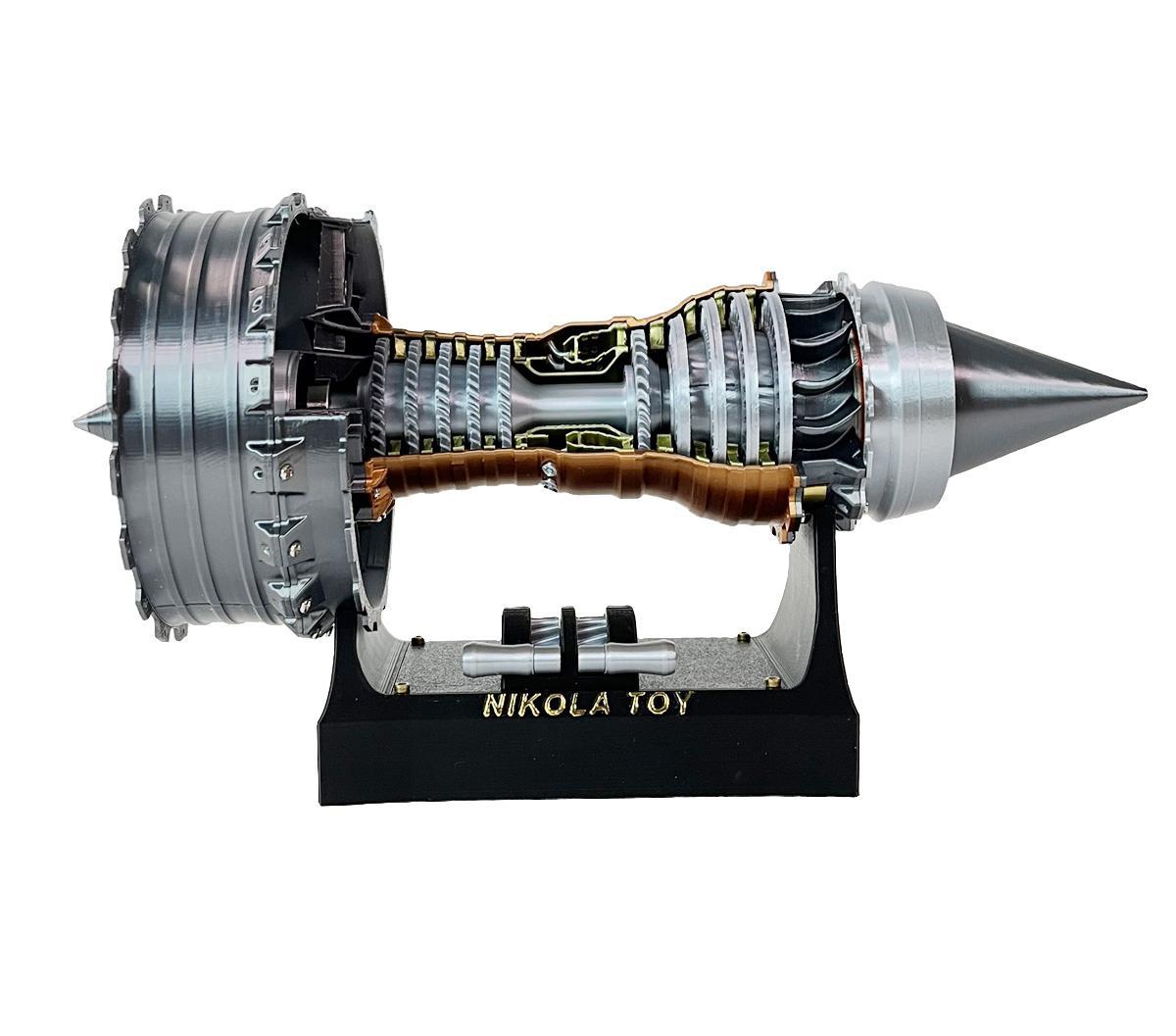 E-MMAELLY|Jet Turbofan Engine Model: Infinite Speed Adjustment + Tail Flame Lighting Effects, Creative Desktop Ornament, An Ideal Gift