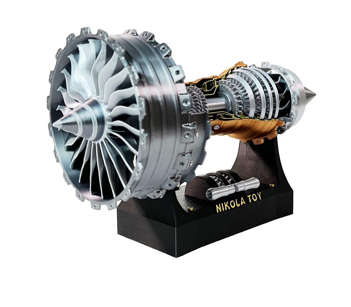 E-MMAELLY|Jet Turbofan Engine Model: Infinite Speed Adjustment + Tail Flame Lighting Effects, Creative Desktop Ornament, An Ideal Gift