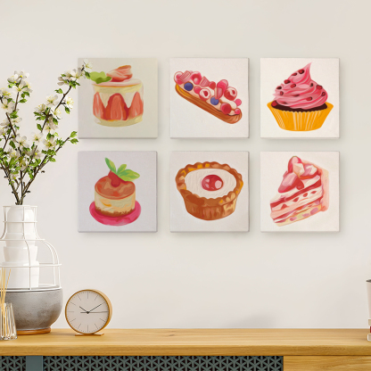6 pieces, cake desktop accessories digital mini painting set, 15x15cm/5.9x5.9 inches, handmade for family leisure, perfect gift for friends and family.