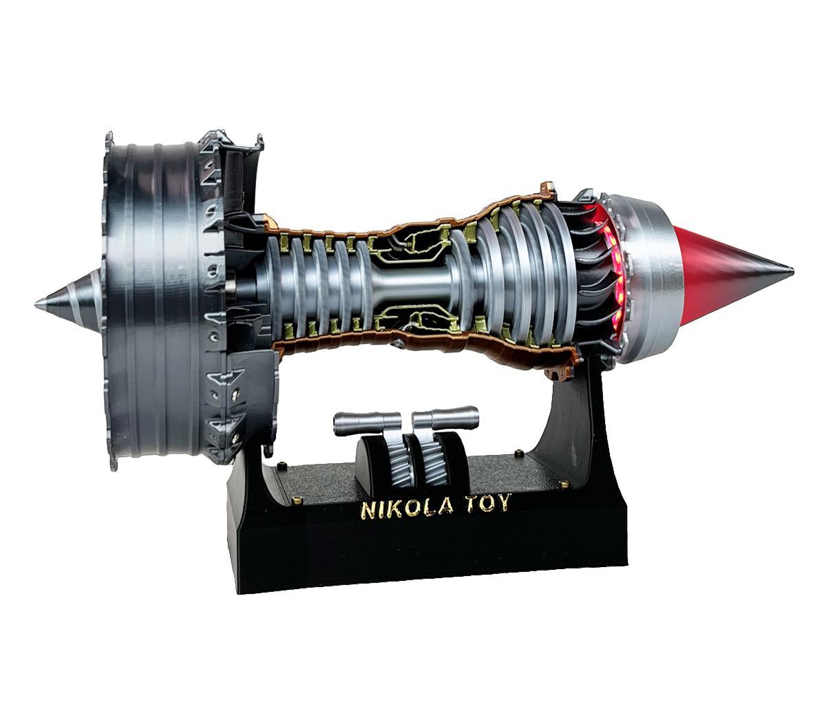 E-MMAELLY|Jet Turbofan Engine Model: Infinite Speed Adjustment + Tail Flame Lighting Effects, Creative Desktop Ornament, An Ideal Gift
