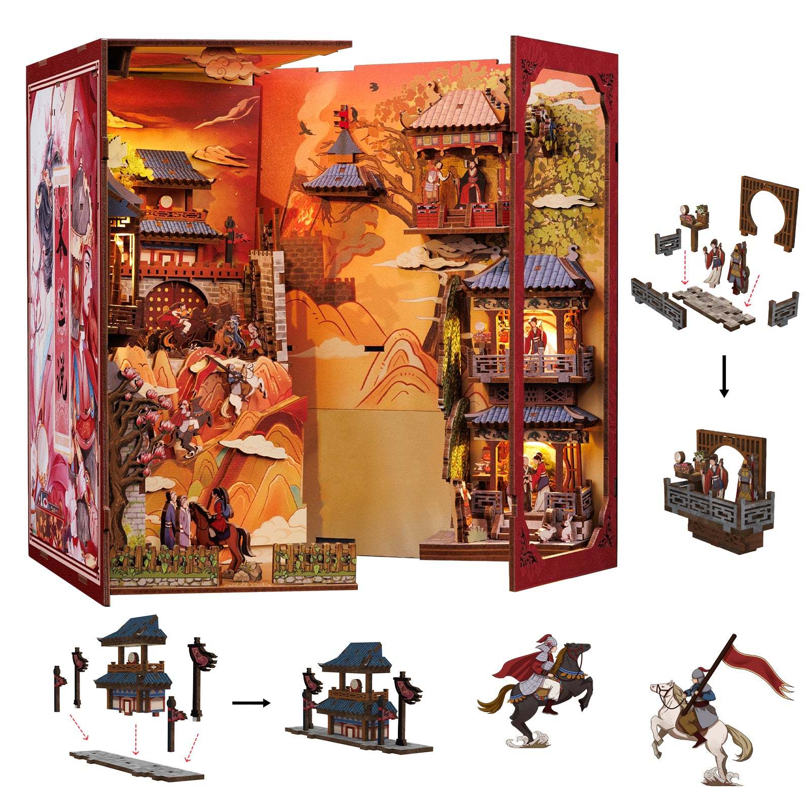 CUTEBEE DIY Book Nook Kit(The Legend of Mulan)