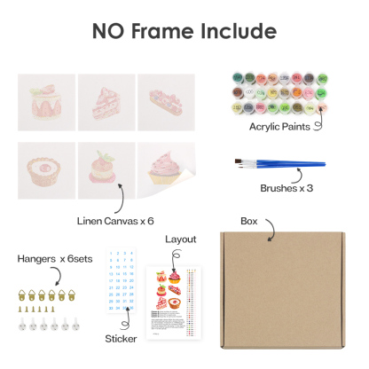 6 pieces, cake desktop accessories digital mini painting set, 15x15cm/5.9x5.9 inches, handmade for family leisure, perfect gift for friends and family.