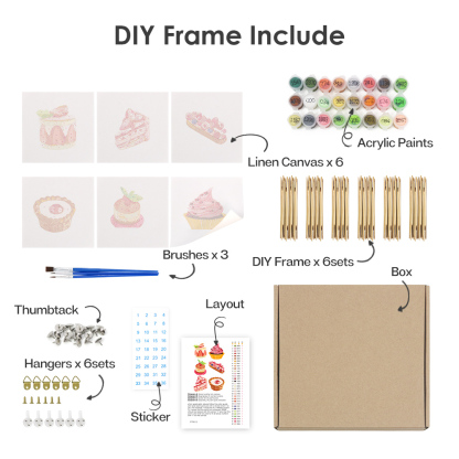 6 pieces, cake desktop accessories digital mini painting set, 15x15cm/5.9x5.9 inches, handmade for family leisure, perfect gift for friends and family.