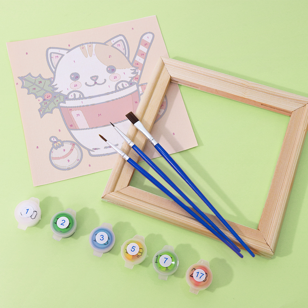 6 pieces, cute cat accessory digital mini painted set, 15x15cm/5.9x5.9 inches, handmade for home leisure, perfect gift for family and friends.