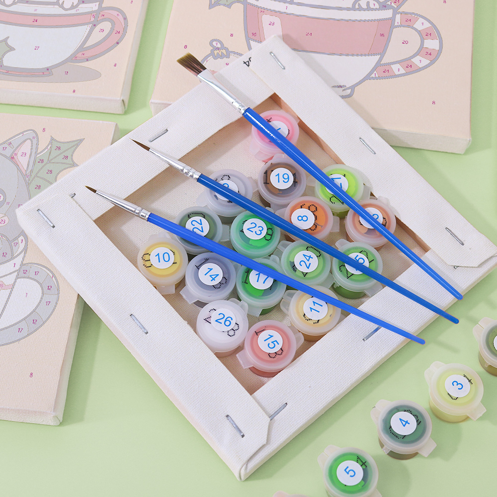 6 pieces, cute cat accessory digital mini painted set, 15x15cm/5.9x5.9 inches, handmade for home leisure, perfect gift for family and friends.