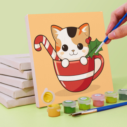 6 pieces, cute cat accessory digital mini painted set, 15x15cm/5.9x5.9 inches, handmade for home leisure, perfect gift for family and friends.