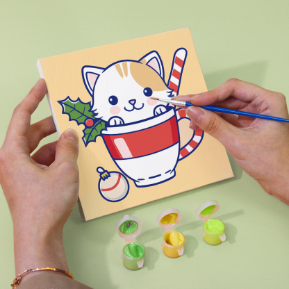 6 pieces, cute cat accessory digital mini painted set, 15x15cm/5.9x5.9 inches, handmade for home leisure, perfect gift for family and friends.