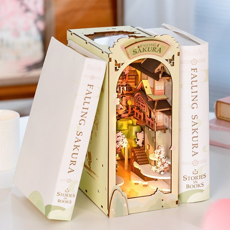 Falling Sakura DIY Book Nook 3D Wooden Puzzle