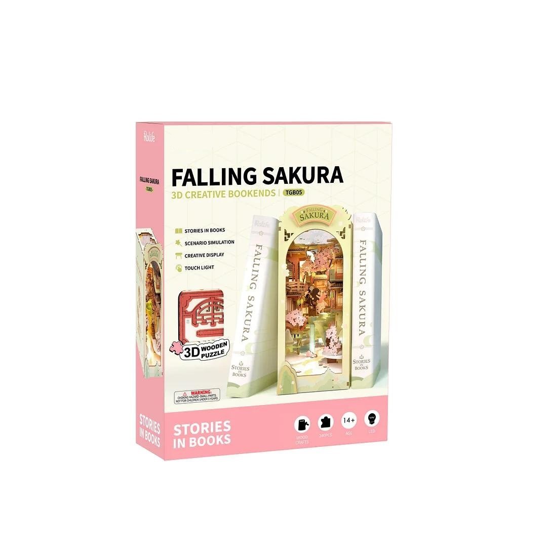 Falling Sakura DIY Book Nook 3D Wooden Puzzle