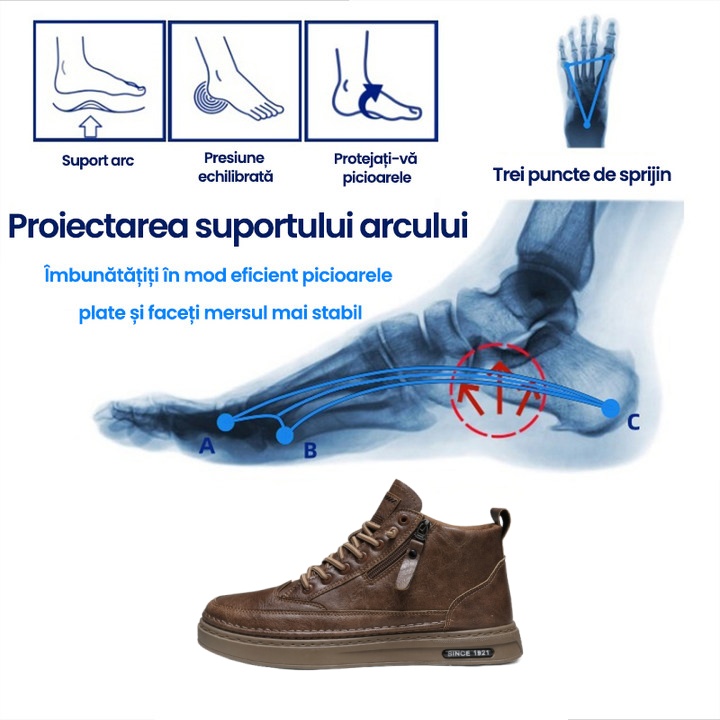 (🎉50% reducere astăzi, nu o ratați) 🐂 Pantofi ortopedici bărbătești din piele de vițel australiană 👞Cusuți manual, impermeabili și antiderapanți ✅Suport pentru bolta plantară - mers confortabil