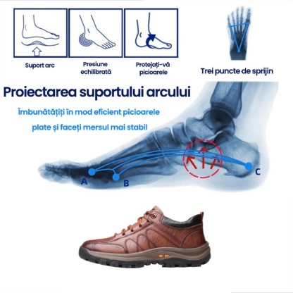 (🎉Reducere de 70% astăzi, nu o ratați) 🐂 Pantofi ortopedici bărbătești din piele de vițel australiană 👞Cusuți manual, impermeabili și antiderapanți ✅Suport pentru bolta plantară - mers confortabil