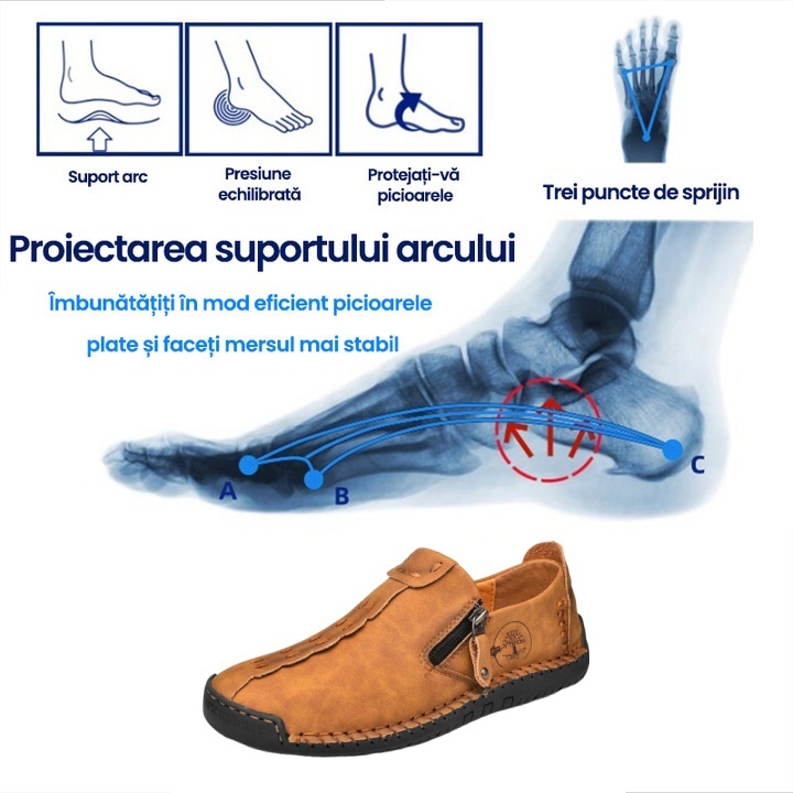 (🎉50% reducere azi, nu ratați) 🐂 Pantofi ortopedici pentru bărbați din piele de vițel australiană autentică 👞Cusute manual, impermeabile și anti-alunecare ✅Suport arc - mers confortabil