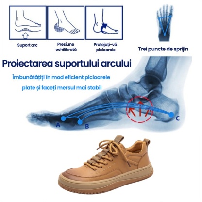 (🎉50% reducere azi, nu ratați) 🐂 Pantofi ortopedici pentru bărbați din piele de vițel australiană autentică 👞Cusute manual, impermeabile și anti-alunecare ✅Suport arc - mers confortabil
