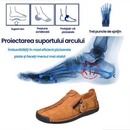 (🎉50% reducere azi, nu ratați) 🐂 Pantofi ortopedici pentru bărbați din piele de vițel australiană autentică 👞Cusute manual, impermeabile și anti-alunecare ✅Suport arc - mers confortabil