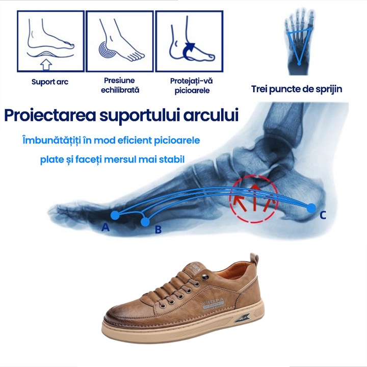 (🎉50% reducere astăzi, nu o ratați) 🐂 Pantofi ortopedici bărbătești din piele de vițel australiană 👞Cusuți manual, impermeabili și antiderapanți ✅Suport pentru bolta plantară - mers confortabil