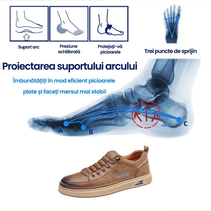 (🎉50% reducere astăzi, nu o ratați) 🐂 Pantofi ortopedici bărbătești din piele de vițel australiană 👞Cusuți manual, impermeabili și antiderapanți ✅Suport pentru bolta plantară - mers confortabil