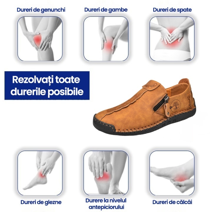 (🎉50% reducere azi, nu ratați) 🐂 Pantofi ortopedici pentru bărbați din piele de vițel australiană autentică 👞Cusute manual, impermeabile și anti-alunecare ✅Suport arc - mers confortabil