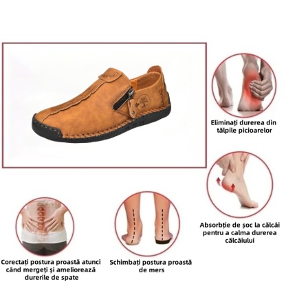 (🎉Reducere de primăvară 50%, nu o ratați) - Pantofi ortopedici pentru bărbați din piele de vițel australiană ✅ Branț din spumă cu memorie ecologică: confort la mers, elimină durerea în 7 zile