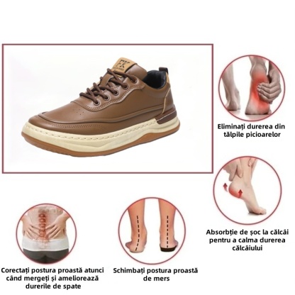 (🎉Promoția de azi 50% reducere, se încheie în curând) Pantofi ortopedici din piele de vițel australiană pentru bărbați✅ Suport arc: mers confortabil și fără durere - cusut manual