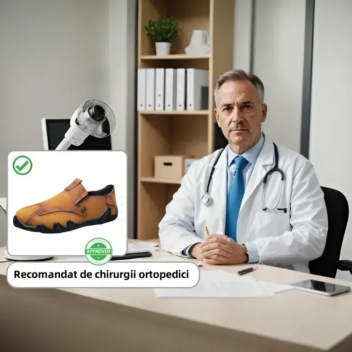 (🎉50% reducere astăzi, nu o ratați) 🐂 Pantofi ortopedici din piele de vacă australiană 👞Cusuți manual, impermeabili și antiderapanți ✅Suport pentru bolta plantară - mers confortabil