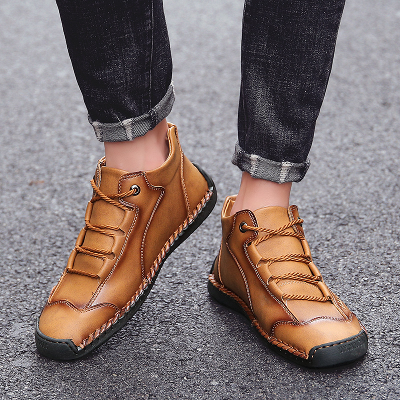 (🎉50% reducere azi, nu ratați) 🐂 Pantofi ortopedici pentru bărbați din piele de vițel australiană 👞Cusuți manual, impermeabili și anti-alunecare ✅Suport arc - mers confortabil