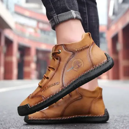 (🎉50% reducere azi, nu ratați) 🐂 Pantofi ortopedici pentru bărbați din piele de vițel australiană 👞Cusuți manual, impermeabili și anti-alunecare ✅Suport arc - mers confortabil