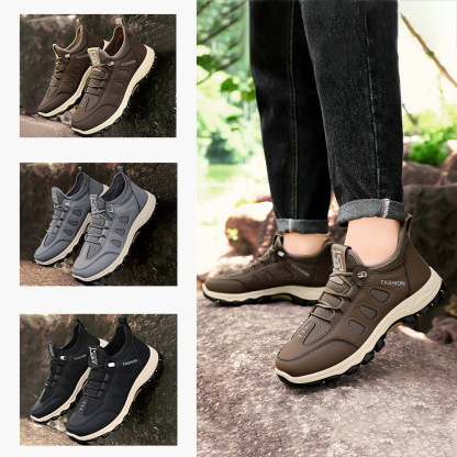 [⏰Ultima zi cu 50% reducere - nu rata ocazia!] 🔥 Pantofi de mers din piele de vacă pentru bărbați 👞 Cu suport pentru bolta plantară pentru mers fără durere ✅ Cusuți manual, confortabili și respirabili