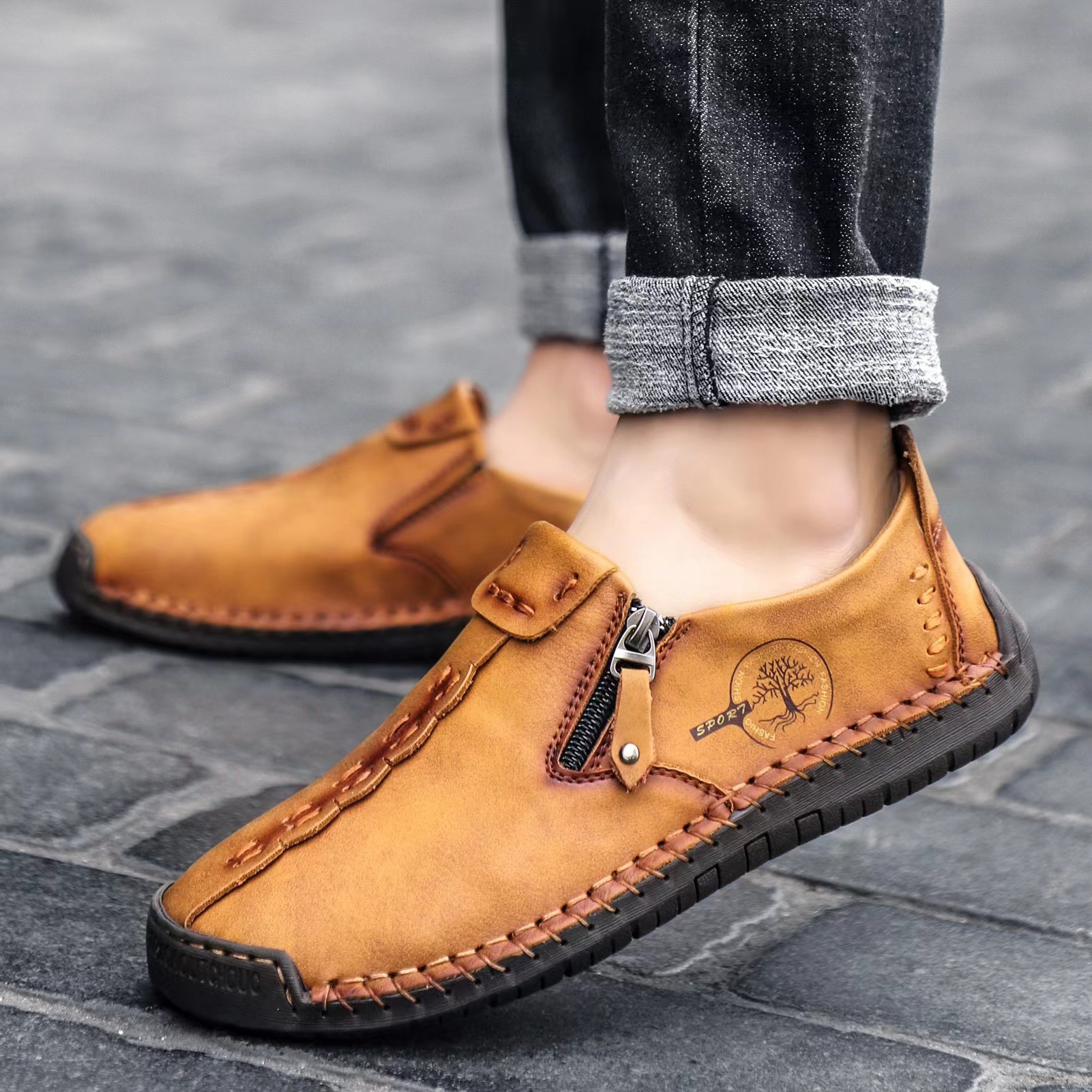 [🔥Jumătate de preț astăzi - nu-l ratați] Pantofi ortopedici din piele de vacă cu design ergonomic - design de susținere a arcului 👞Scăpați cu ușurință de durerile de picioare