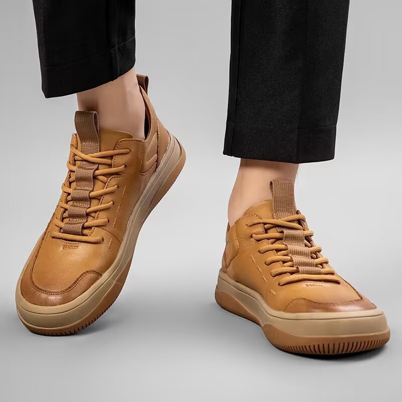 (🎉50% reducere azi, nu ratați) 🐂 Pantofi ortopedici pentru bărbați din piele de vițel australiană autentică 👞Cusute manual, impermeabile și anti-alunecare ✅Suport arc - mers confortabil
