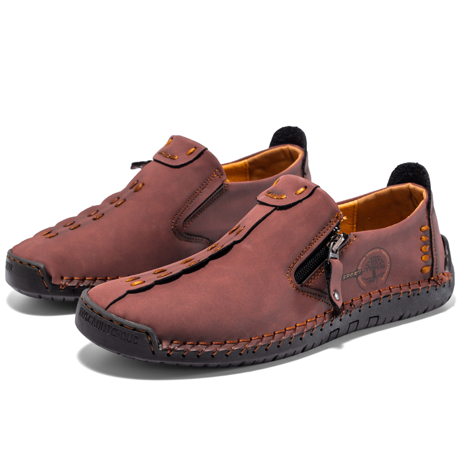 (🎉50% reducere azi, nu ratați) 🐂 Pantofi ortopedici pentru bărbați din piele de vițel australiană autentică 👞Cusute manual, impermeabile și anti-alunecare ✅Suport arc - mers confortabil