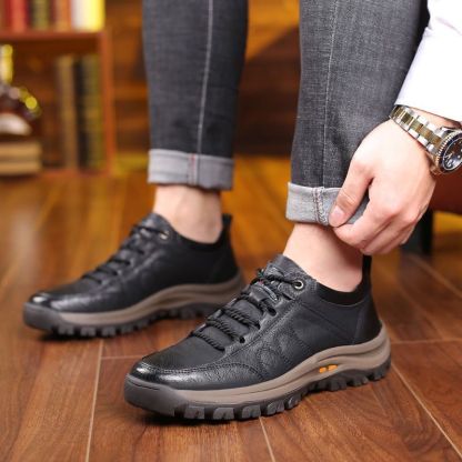 (🎉Reducere de 70% astăzi, nu o ratați) 🐂 Pantofi ortopedici bărbătești din piele de vițel australiană 👞Cusuți manual, impermeabili și antiderapanți ✅Suport pentru bolta plantară - mers confortabil