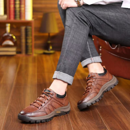 (🎉Reducere de 70% astăzi, nu o ratați) 🐂 Pantofi ortopedici bărbătești din piele de vițel australiană 👞Cusuți manual, impermeabili și antiderapanți ✅Suport pentru bolta plantară - mers confortabil
