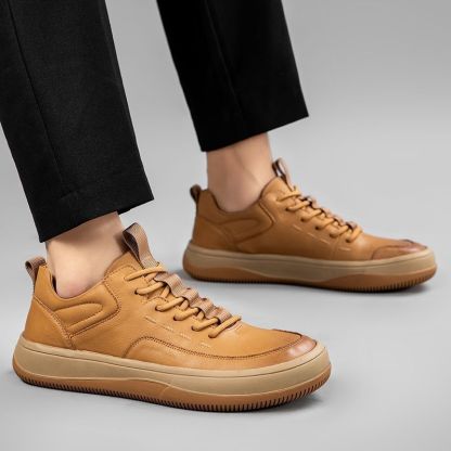 (🎉50% reducere azi, nu ratați) 🐂 Pantofi ortopedici pentru bărbați din piele de vițel australiană autentică 👞Cusute manual, impermeabile și anti-alunecare ✅Suport arc - mers confortabil