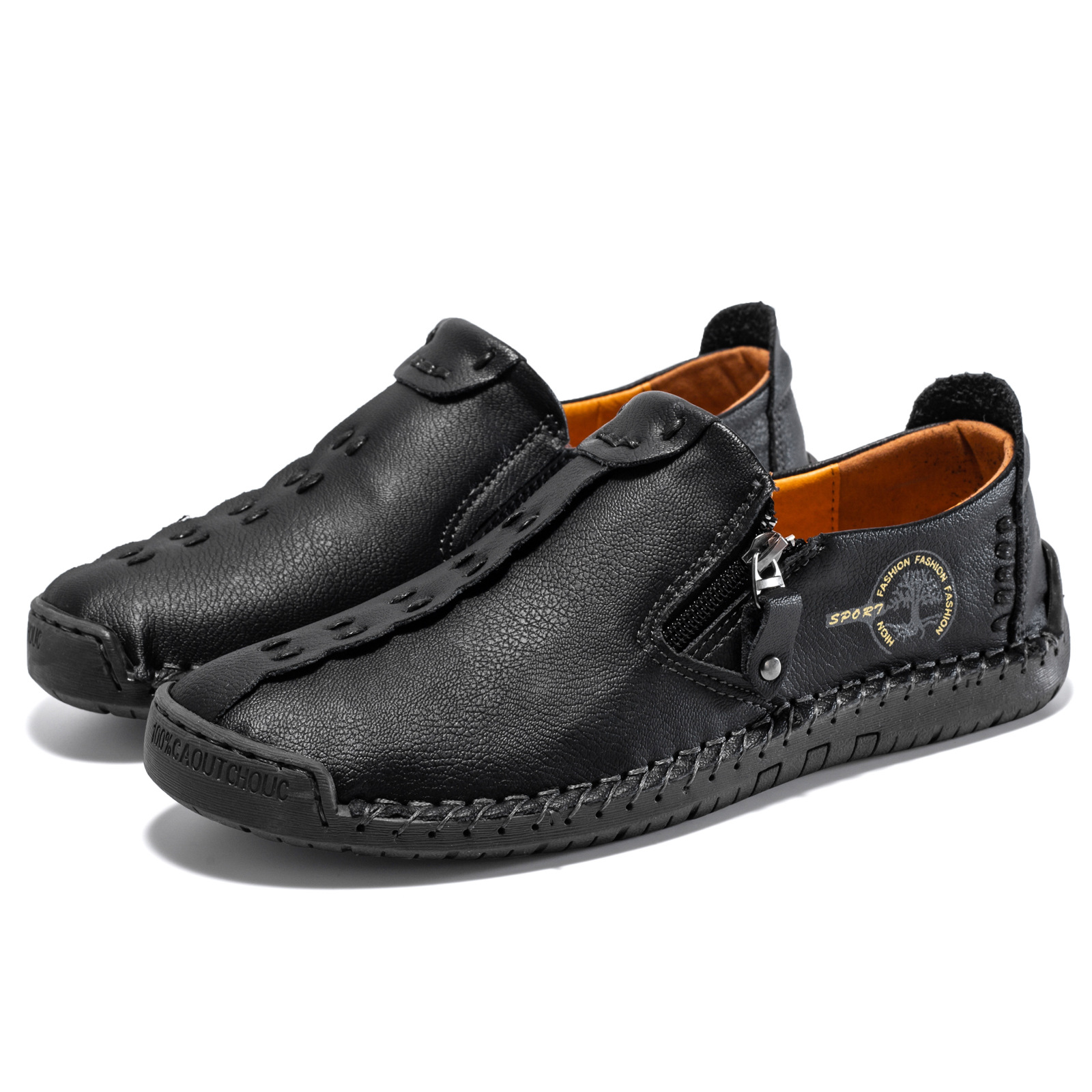 (🎉50% reducere azi, nu ratați) 🐂 Pantofi ortopedici pentru bărbați din piele de vițel australiană autentică 👞Cusute manual, impermeabile și anti-alunecare ✅Suport arc - mers confortabil