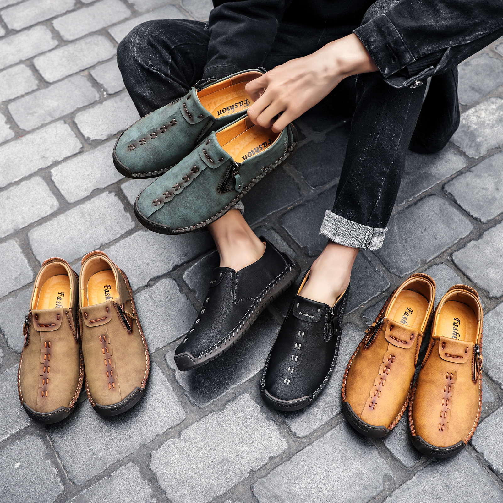 [🔥Jumătate de preț astăzi - nu-l ratați] Pantofi ortopedici din piele de vacă cu design ergonomic - design de susținere a arcului 👞Scăpați cu ușurință de durerile de picioare