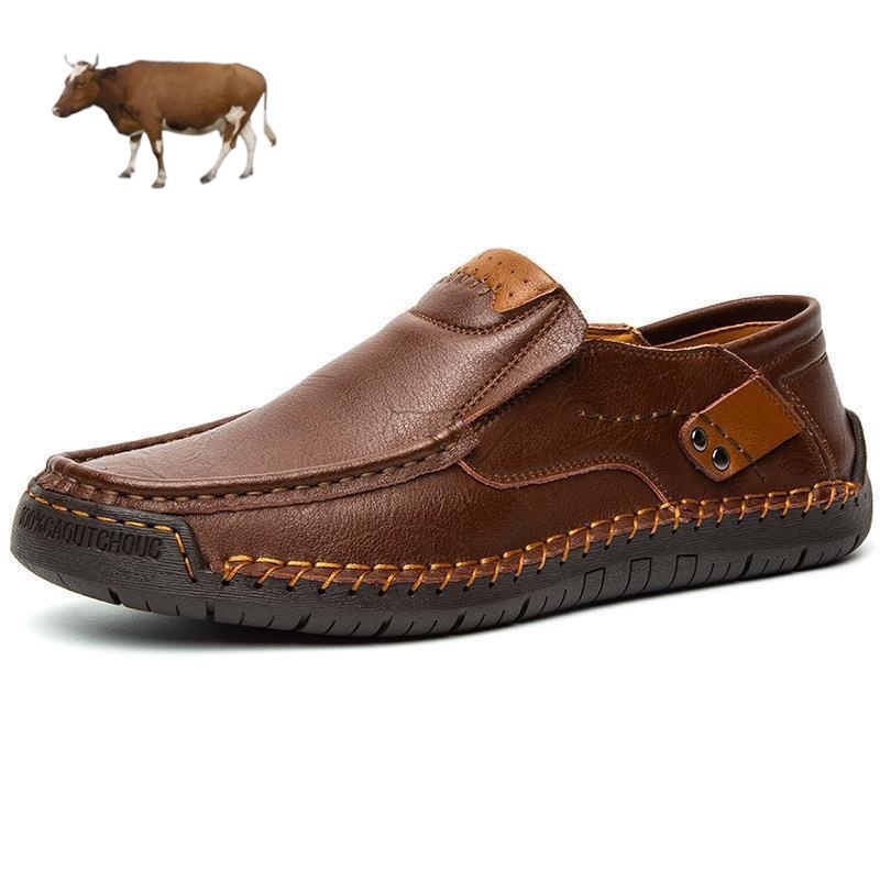 [⏰ Ultima zi cu reducere de 70% - nu rata ocazia!] 🔥 Pantofi de mers bărbătești din piele de vițel australiană autentică 👞 ✅ Cusuți manual pentru mers confortabil