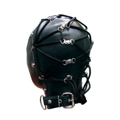 Mister B Rubber Tie Back Bondage Hood - S/M
