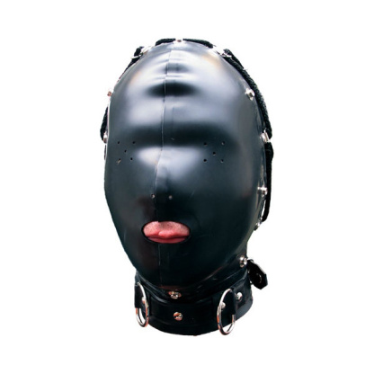 Mister B Rubber Tie Back Bondage Hood - S/M