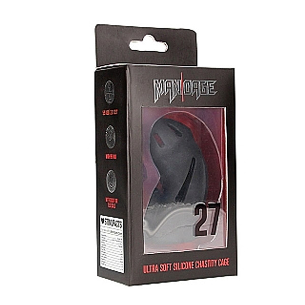 MAN CAGE Model 27 - Ultra Soft Silicone Chastity Cage | Black