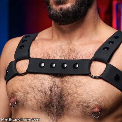 Mr.S Leather Slick Silicone Bulldog Harness | Black