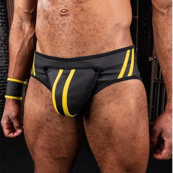 Mr.S Leather FuckGear Full Access Brief | Black/Yellow